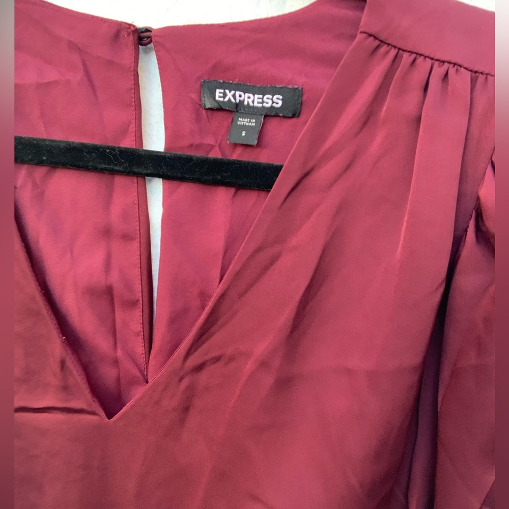 Express Deep Red Long Sleeve Dress - Picture 2 of 4